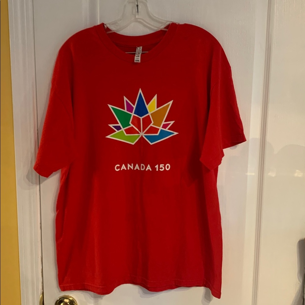 Alstyle Red Heavyweight T-Shirt - Canada 150 logo